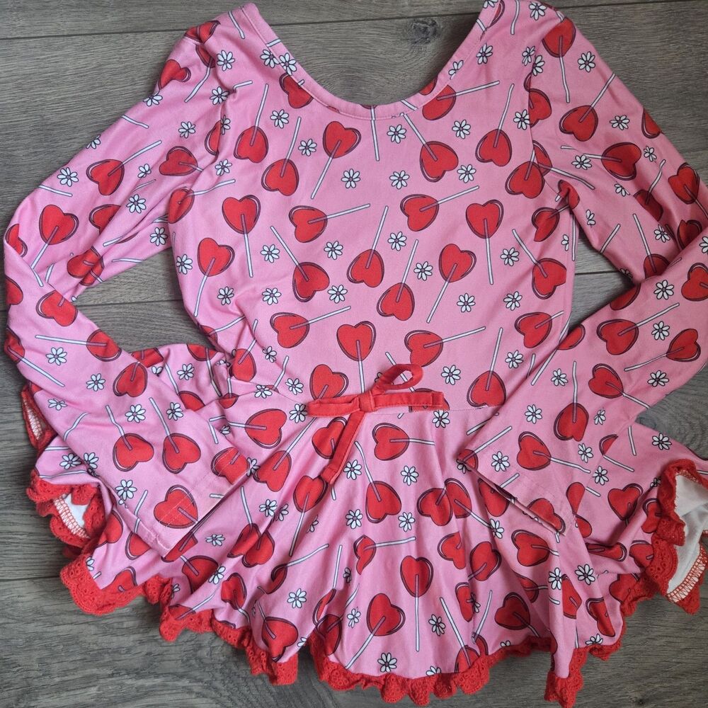 Cheeky Plum Farrah Skirted Leotard 6Y Love Pop Valentine Heart Candy Dance Dress